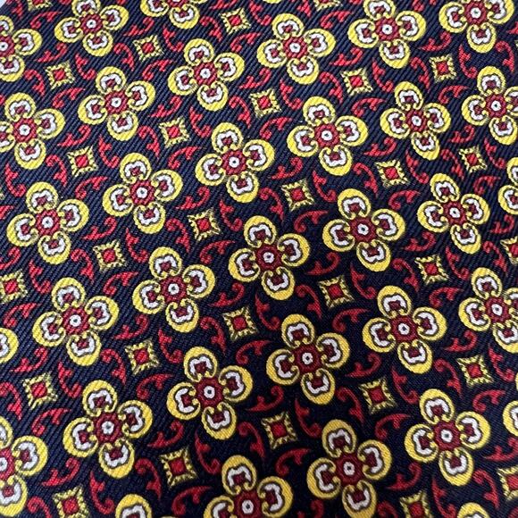 Barneys New York Silk Tie Men Red Yellow Geo Floral Necktie Formal Spain Classic - Picture 2 of 6